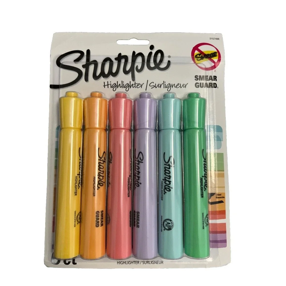Pastel Sharpie Highlighters Smear Guard,‎ 6 Count